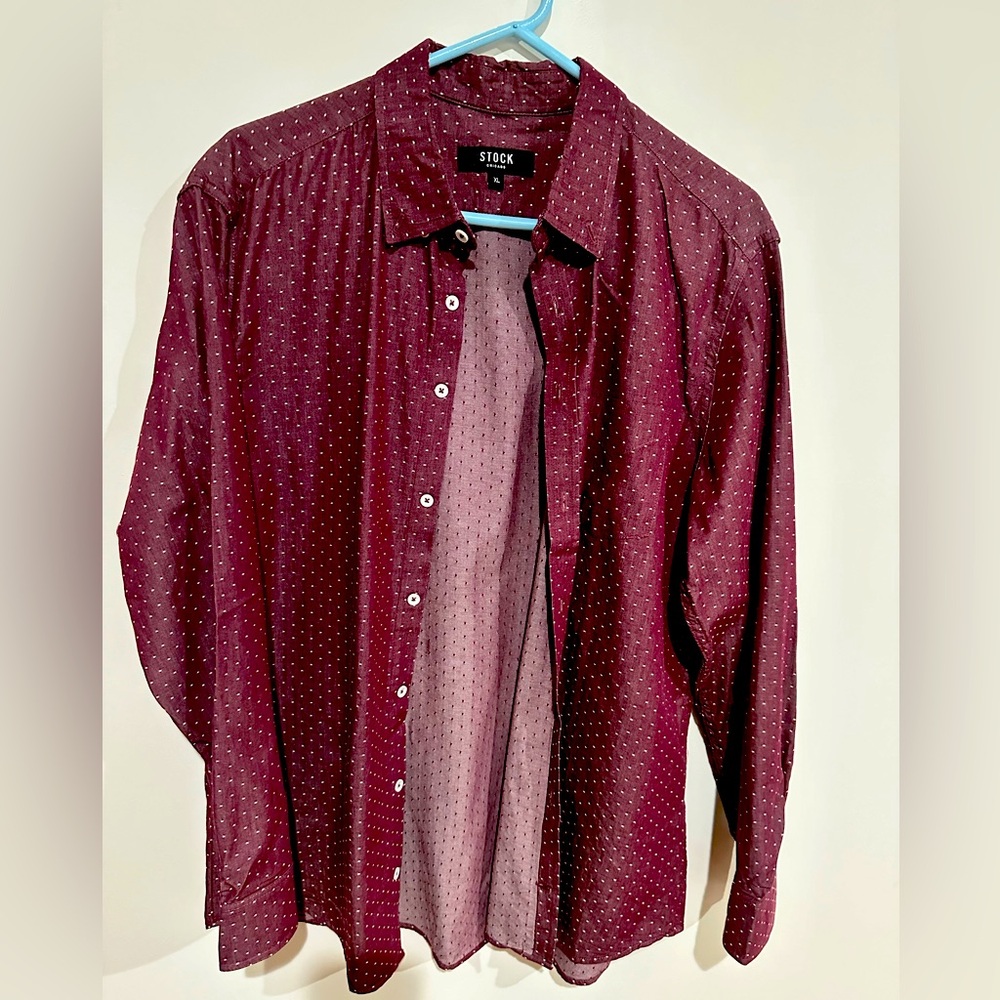 Men’s STOCK Button Down Collared Dress Shirt XL